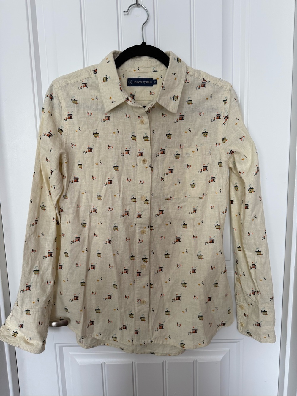 • United By Blue Men’s XS All Over Print Ice Fishing Buttoned-down Shirt